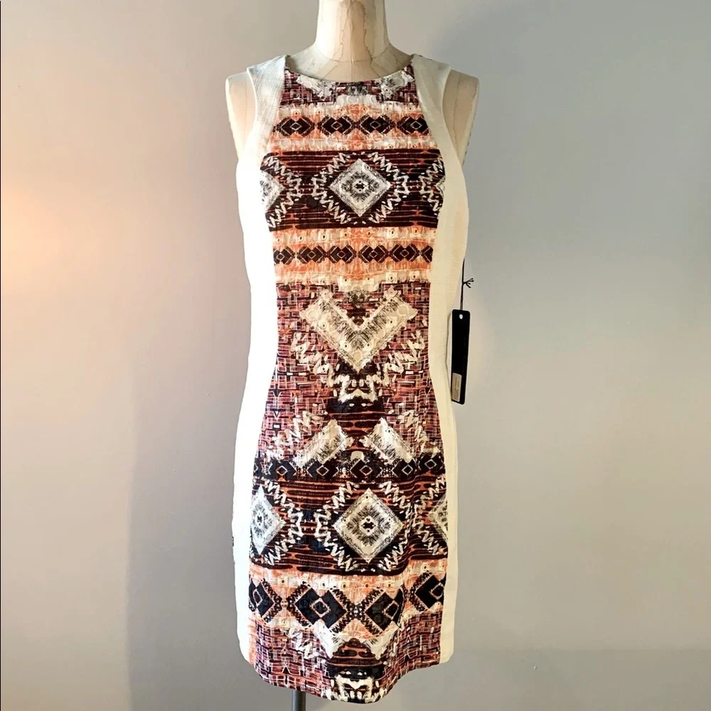 Shona Joy Embroidered Sleeveless Sheath Cotton Summer Dress Womens Size 8 - Picture 2 of 11